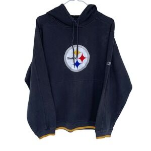 Reebok NFL Pittsburgh Steelers Hoodie Sweatshirt Black Small Embroidered NFL